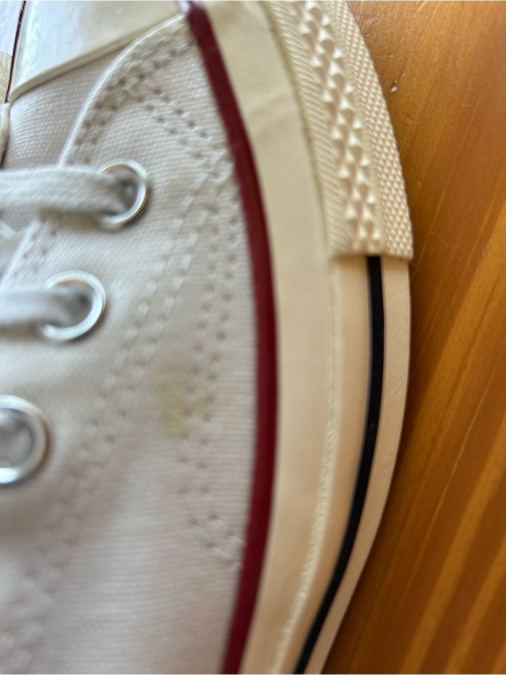 NWOT. Converse Chuck Taylor Low Top Canvas Sneakers - White with Red Accent. - Picture 4 of 5